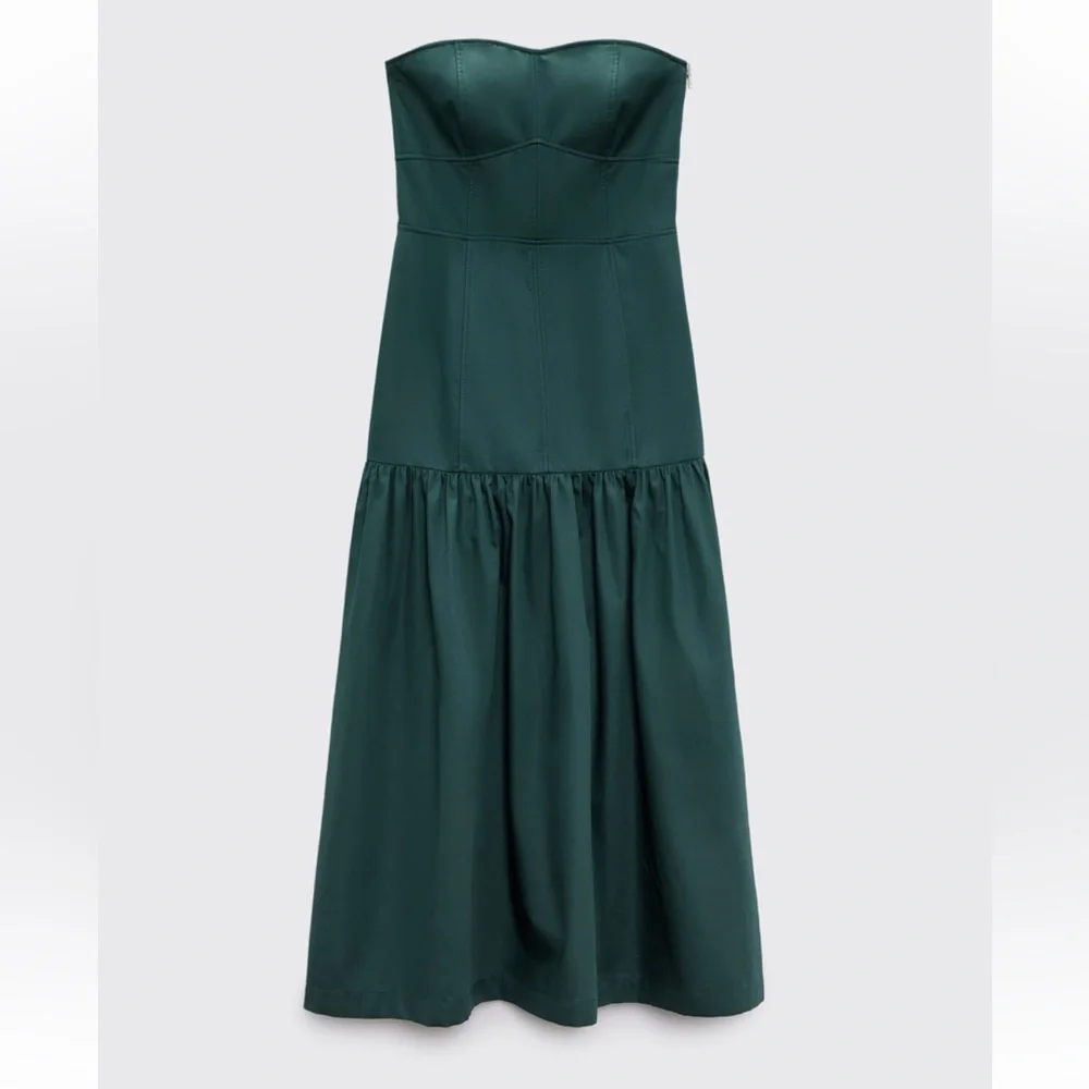 Zara Topstitched Midi Dress - Picture 1 of 17